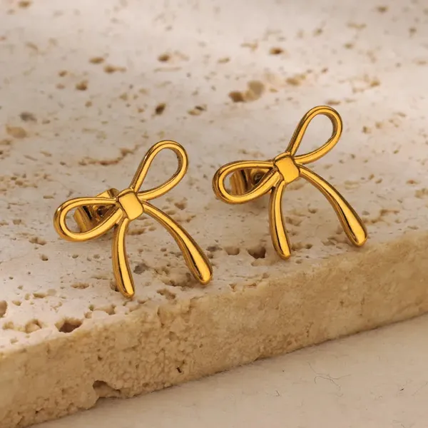 Gold_Bowknot_3_Pcs_Rings_Earrings_For_Women